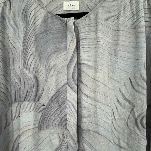 Aritzia Wilfred Barossa Dusky Green Granite Blue Tiered Shift Mini Dress Large - Picture 2 of 9
